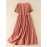 Women Solid Notched Neck Frog Button Drawstring Waist Dress