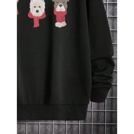 Mens Christmas Cartoon Animal Graphic Casual Long Sleeve Hoodies Winter