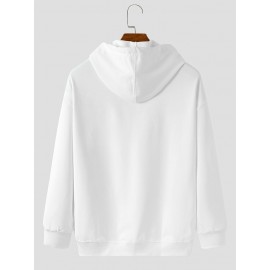 Mens Chinese Plum Bossom Print Kangaroo Pocket Drawstring Hoodies Winter