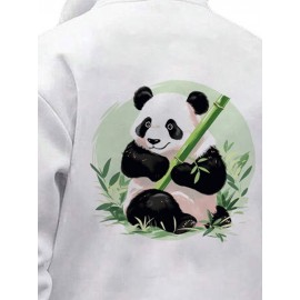 Mens Panda Bamboo Back Print Long Sleeve Loose Hoodies Winter